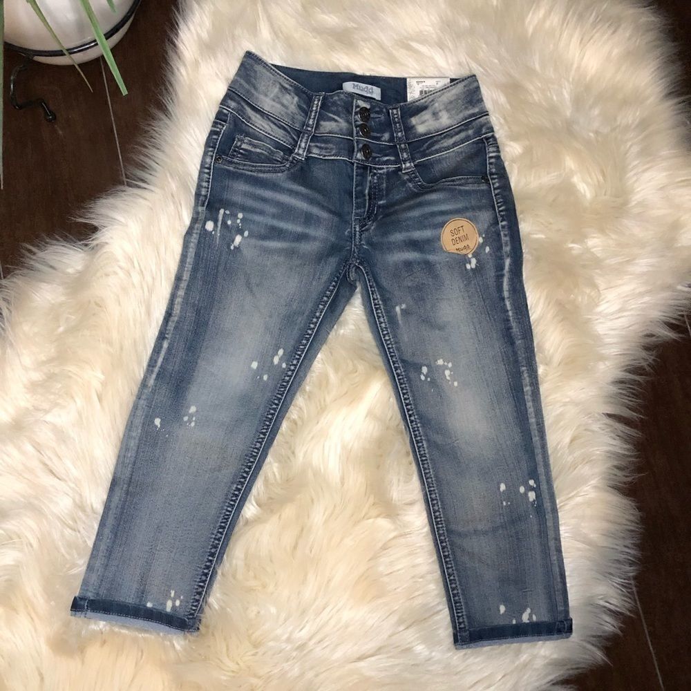 Mudd denim/bleached crop sz 8